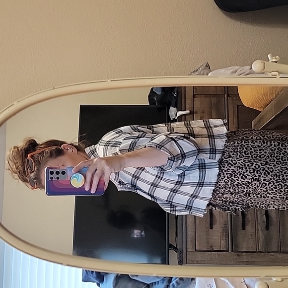 NWT Aeropostale cropped two patten button up flannel - Picture 7 of 9